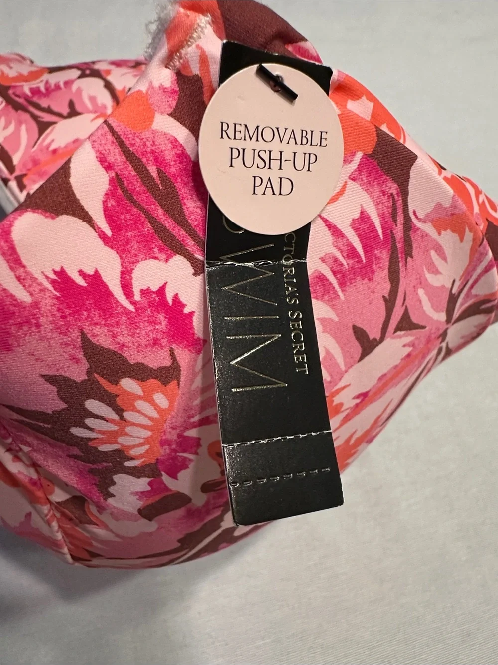 Victoria's Secret Pink Floral Push-up Bikini Top with Tie Accent